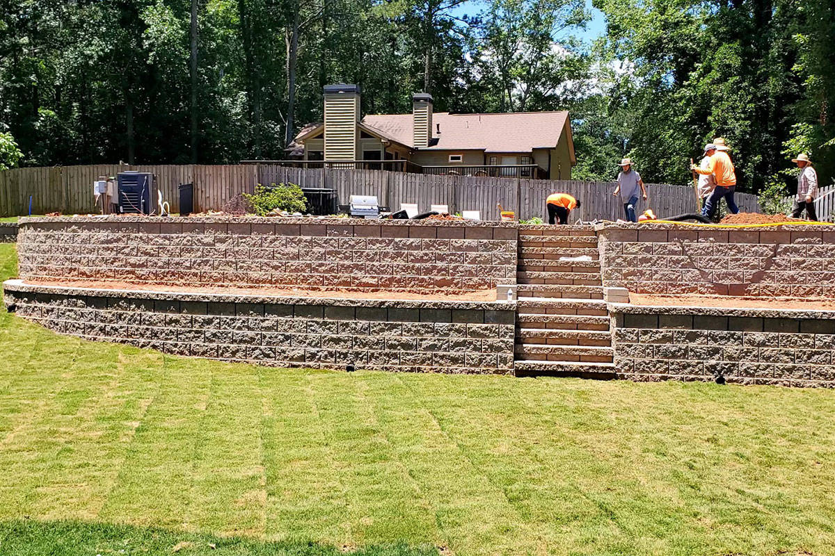Stone Retaining Wall & Stairs | Acworth Georgia