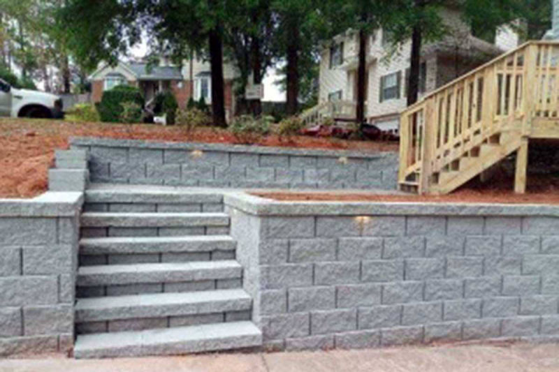Retaining Wall with Stairs | Marietta Georgia